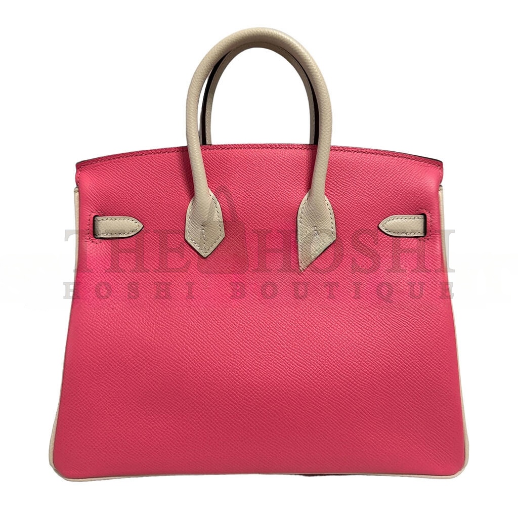 H**me5 BIRKIN 25 EPSON LEATHER LIPSTICK POWDER MILKSHAKE WHITE GOLD BUCKLE HANDMADE BAG 19193202 (25*20*13cm) Master Quality